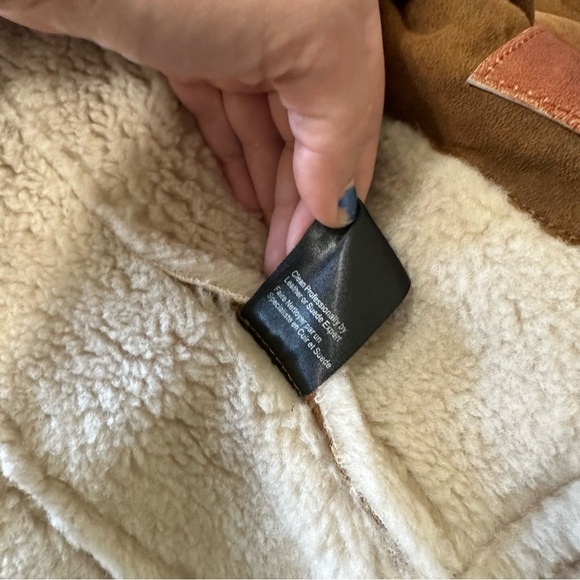 Comstock & co. Women’s hazelnut Leather Sherling Fur Moto Bomber Jacket size 0 - Picture 4 of 6